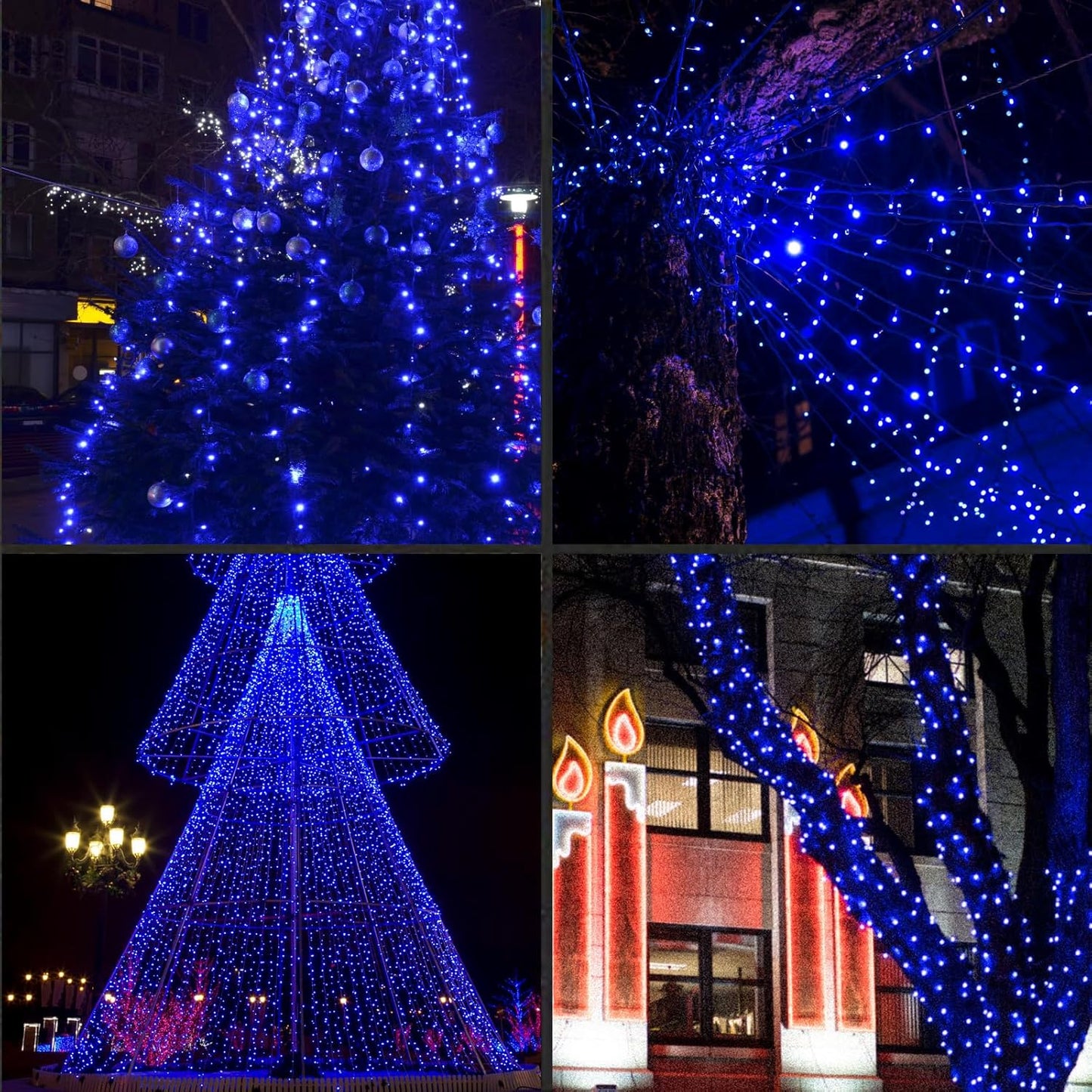 200LED (4pk of 50L) String Lights, LED Christmas Lights, 6" SPACING,Green Wire,Blue