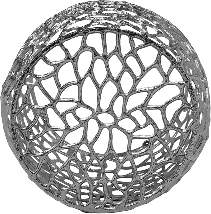 Christopher Knight Home Helast Aluminium Side Table, 14.00'' W Round Sofa Side Table, Modern Indoor Accent Table for Living Room Bedroom Home Office, Abstract Hollow, Silver