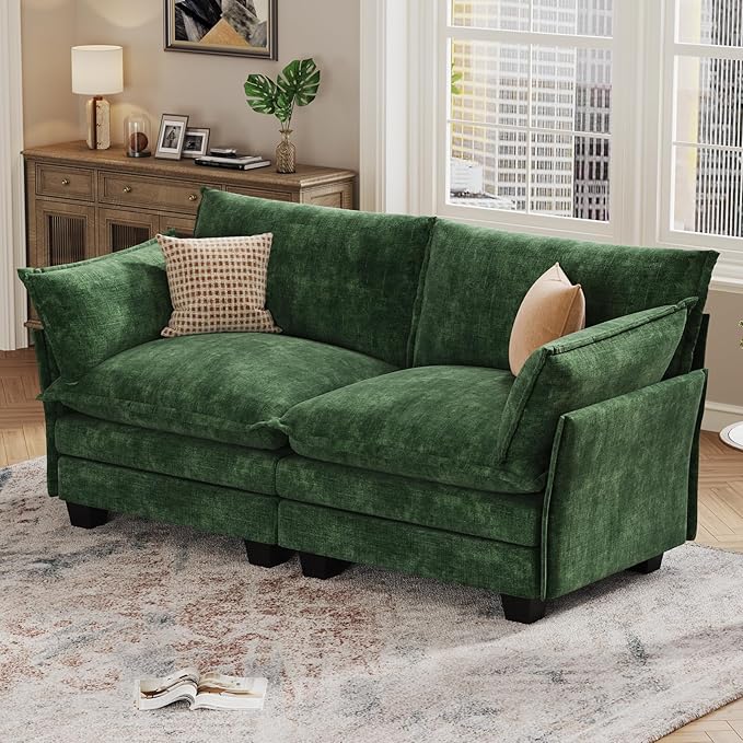 KKL Modular Sectional Sofa, Loveseat 2 Seater Cloud Couch, Chenille Modern Sectional Couches for Living Room, Apartment