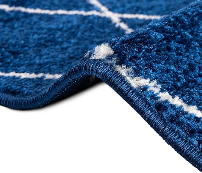 Unique Loom Trellis Frieze Collection Area Rug - Geometric (3' Round, Navy Blue/ Ivory)