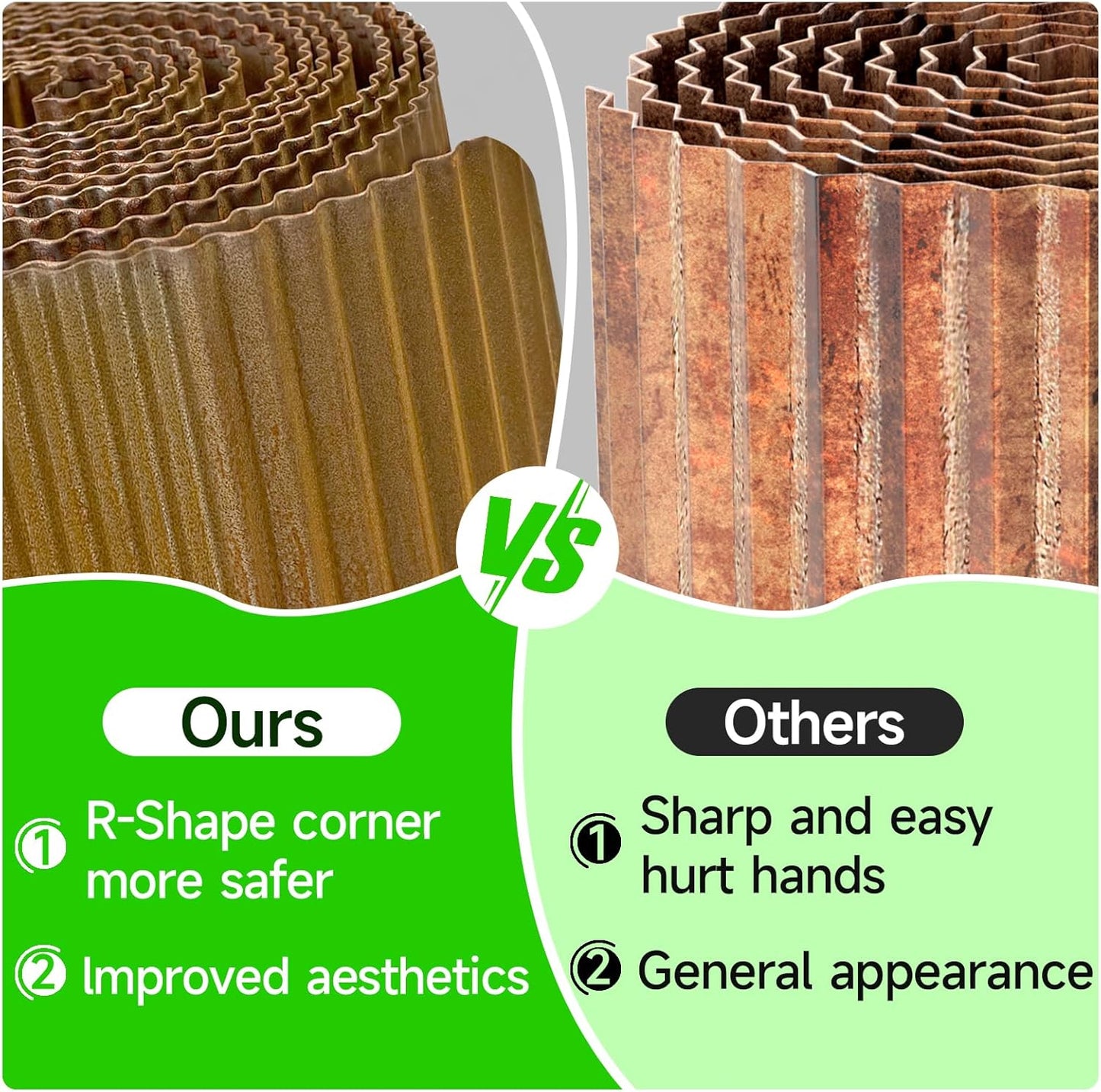 Corrugated Garden Edging, 12"×10Ft Pre-Rusted Landscape Edging & Lawn Edging Border, Metal Garden Border for Flower Beds, Garden,Lawn,Raised Beds & Tree Surrounds