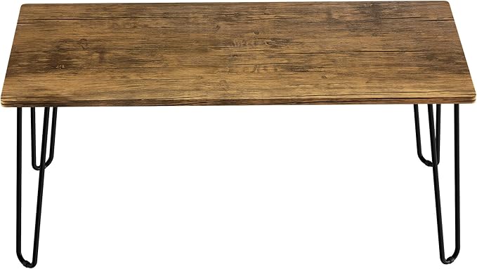 Coffee Table with Hairpin Legs - Modern Industrial Style Home Decor - Woodgrain-Look and Steel Accent Living Room Furniture by Lavish Home (Brown)