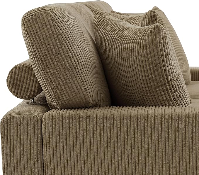 Modular Sectional Couches for Living Room, Modern Loveseat 2-Seater Sofa Couch with Ottoman, Upholstered Couches for Living Room Bedroom, Camel
