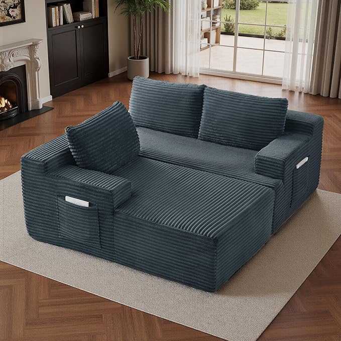 96''Sectional Couches for Living Room,Modern Modular Sectional Sofa,Upholstered Boneless Couch with Pockets,Comfy Cloud Couch with L Shaped Chaise (Dark Grey, 96''W Right Facing Chaise)