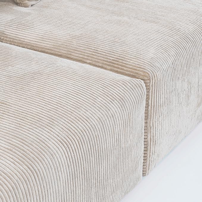 WJShome Oversized Modular Sectional Sofa Couch,4 Seater Corduroy 181.1" Convertible Sofa & Couch Free Combination for Living Room,Beige