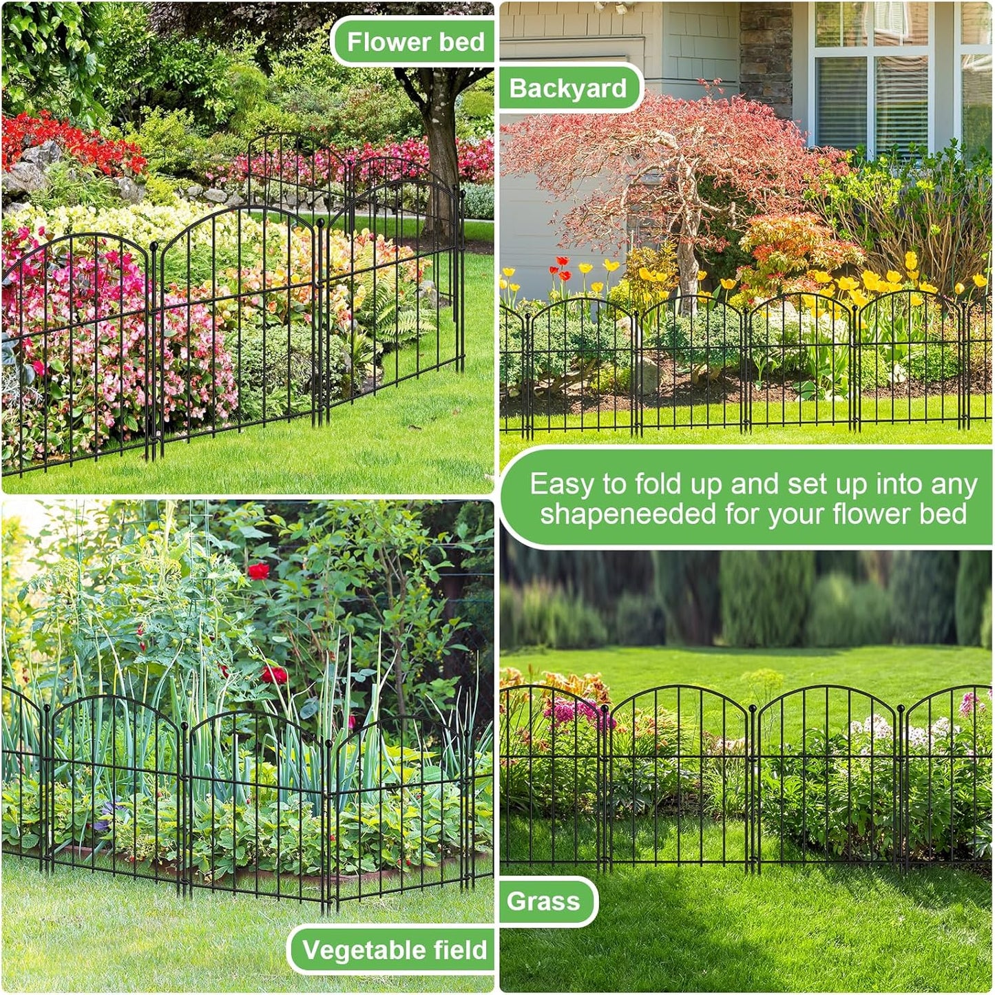 Decorative Garden Fence, 17in x 25ft, Metal Animal Barrier, 25 Pack, Arched Flower Bed Border, Rustproof Dog and Rabbit Defense and Dog Ground Defense No-Dig Fence for Patio Patio Outdoor