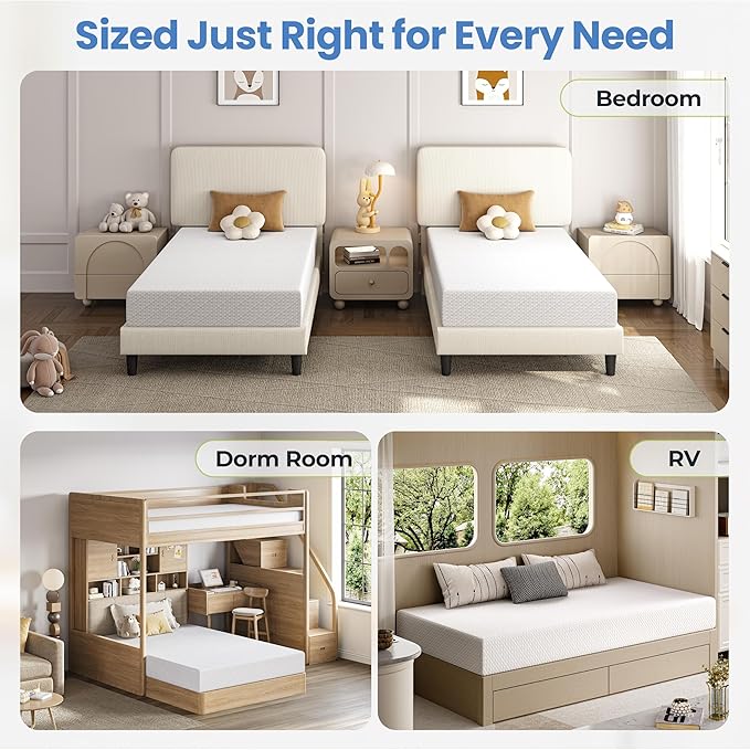 Yaheetech 10 Inch Queen Mattress, Fiberglass Free, 3 Foam Layer Cooling Gel Memory Foam Mattresses, Green Tea for Fresher Sleep, Medium Firm, CertiPUR-US Certified, Mattress in a Box