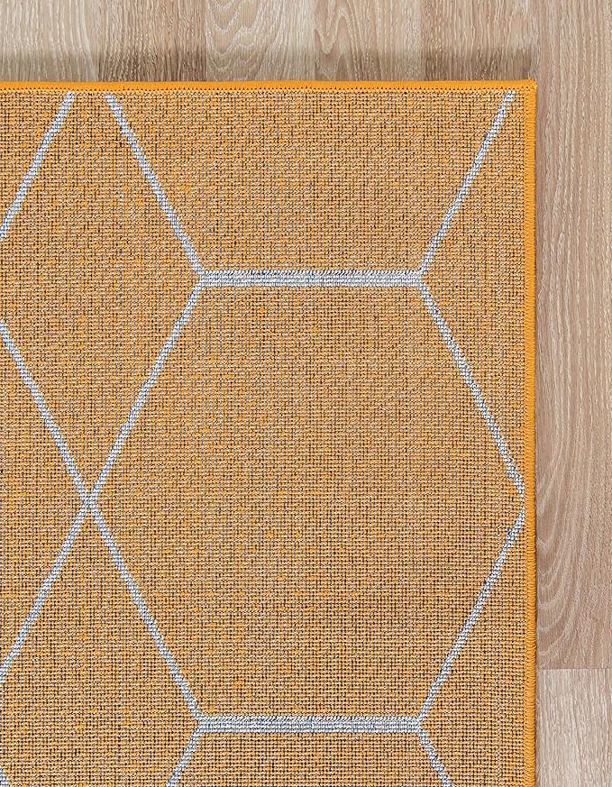 Unique Loom Trellis Frieze Collection Area Rug - Geometric (6' 1" x 9', Orange/ Ivory)