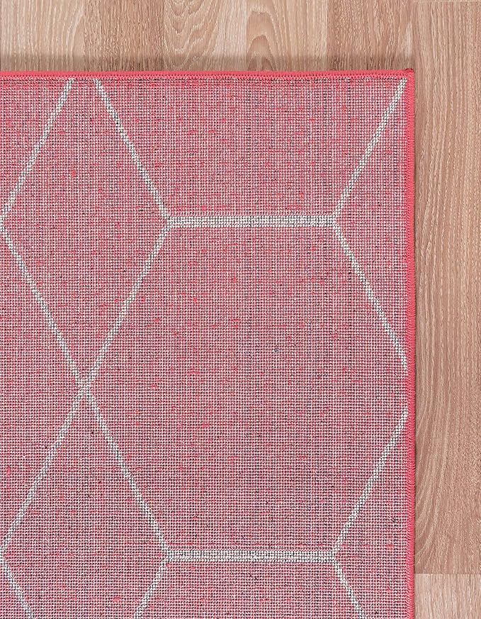 Unique Loom Trellis Frieze Collection Area Rug - Geometric (7' x 10', Pink/ Ivory)