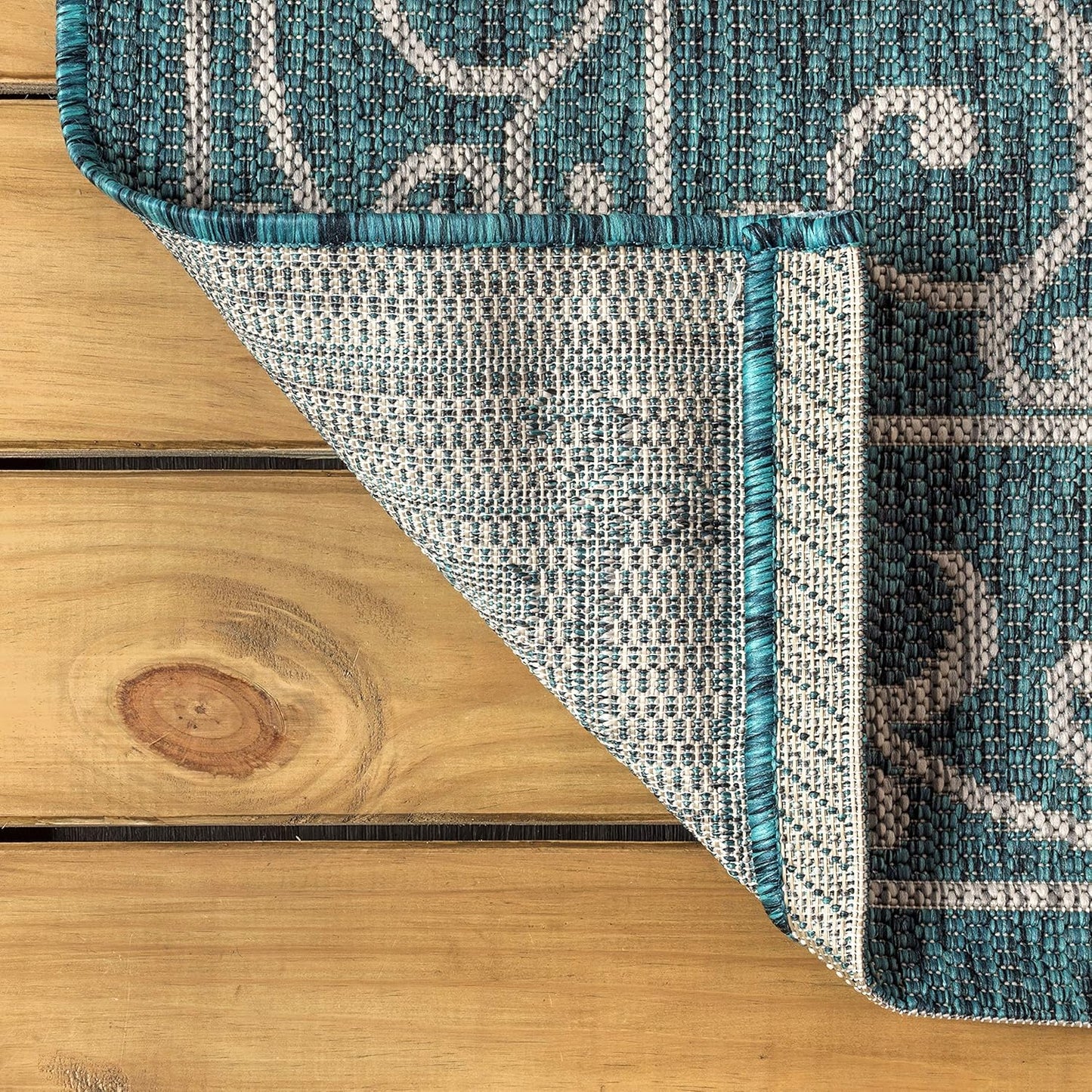 JONATHAN Y Vintage Filigree Indoor Outdoor Runner Rug 2X10 Teal/Gray, Charleston Textured Weave for Backyard, Patio, Porch, Easy-Cleaning, High Traffic, Pet-Friendly, Non-Shedding (SMB106F-210)