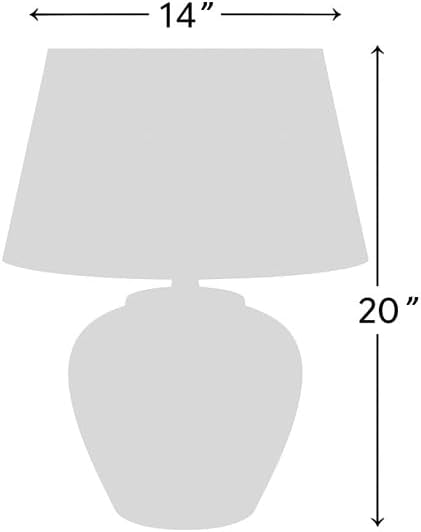 Nourison Home 20" White/Sand Farmhouse Ceramic Pot Table Lamp for Bedroom, Living Room, Console, Entryway