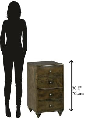 Hekman Wooden Filing Cabinet - Home Office Storage Organizer with Drawers, Small Office File Cabinet for Documents, Antique Pewter Hardware, Mid-Century Modern Furniture for Office, Workspace & Study