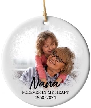 Personalized Memorial Ornament - Custom Photo Keepsake Gift - Remembrance Ceramic Ornament for Loss of Loved One - Nana Mom Dad Family Tribute