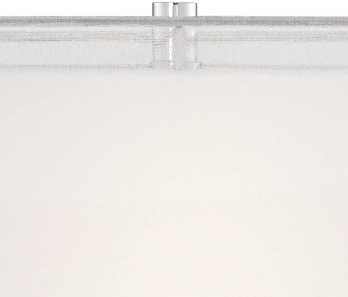Possini Euro Design Proxima Modern Table Lamp with White Marble Riser 28" Tall Chrome Silver Metal Double Rectangular Shades Decor for Bedroom Living Room Nightstand Bedside Office Kids Room