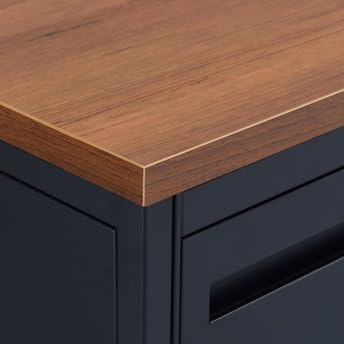 nbf signature series Carbon Steel Executive Desk 72" W x 30" D Planed Teak Ergonomic Computer Office Working PC Desk for Home and Office Use Stylish and Durable