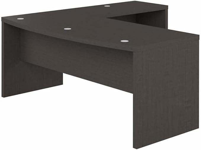 Bush Furniture L Shape Desk with Wire Management | Echo Collection Corner Bow Front Table for Home Office with Quick-To-Assemble Hardware | 72Wx77Lx30H