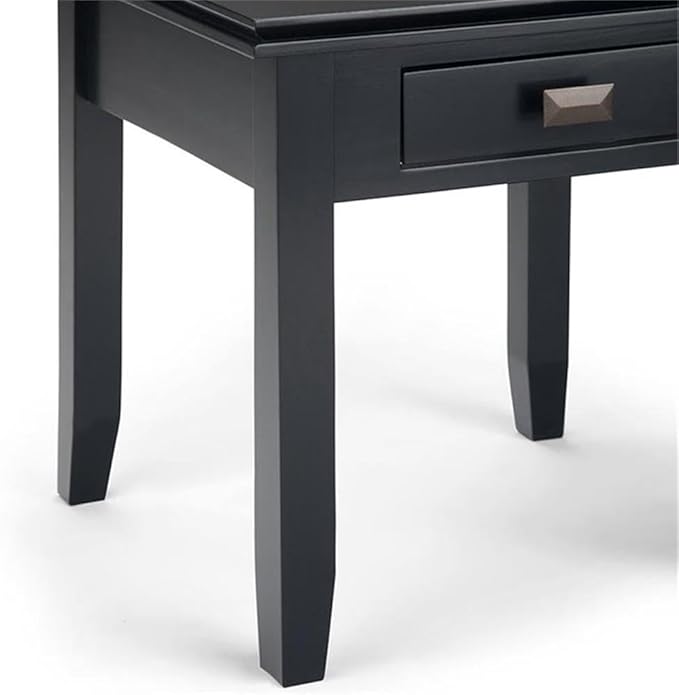 SIMPLIHOME Artisan SOLID WOOD 21 inch Wide Square Transitional End Side Table in Black for the Living Room and Bedroom