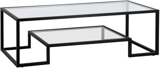 Henn&Hart 54" Wide Rectangular Coffee Table in Blackened Bronze, Modern coffee tables for living room, studio apartment essentials