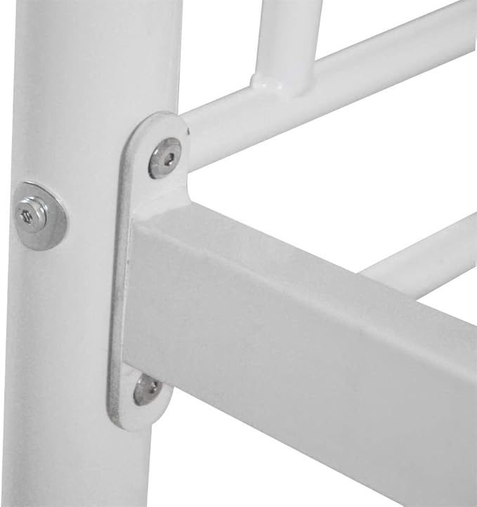 Karl Home White Bunk Bed Twin Over Twin, Metal Bunk Bed with Built-in Ladder and Safety Guardrail, Space-Saving Bunk Beds for Kids, Teens & Adults, No Box Spring