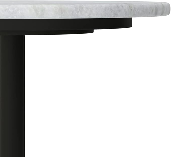 SIMPLIHOME Evans Side Table - 16 inch Wide Modern Metal Frame with White Marble Top in C-Shape Design, Contemporary Slide-Under Accent Stand or End Table for Living Room, Bedroom, or Office