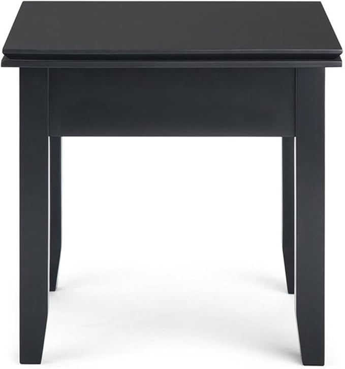 SIMPLIHOME Artisan SOLID WOOD 21 inch Wide Square Transitional End Side Table in Black for the Living Room and Bedroom