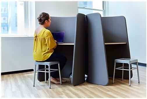 Safco Products Roam Touchdown Personal Workstation, Laminate Desktop, Lightweight yet Durable Steel Frame, Fabric Privacy Shroud, Dark Gray