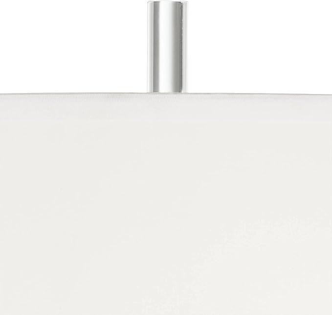 Possini Euro Design Cadence Modern Table Lamp 30" Tall with USB Dimmer Linear Clear Glass Rod White Linen Drum Shade for Bedroom Living Room House Bedside Nightstand Home Office Entryway Family