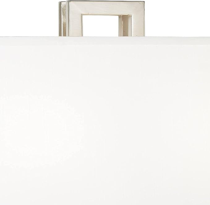 Possini Euro Design Gossard 30" Tall Rectangle Large Modern End Table Lamps Set of 2 Pull Chain Silver Brushed Nickel Finish Metal White Shade Living Room Bedroom Bedside Nightstand House Office