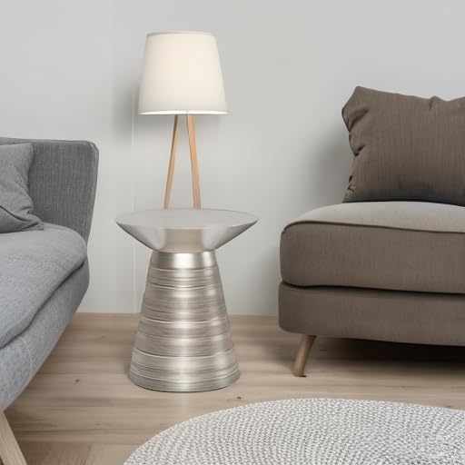 SIMPLIHOME Sheridan Industrial 18 Inch Wide Metal Accent Side Table in Antique Silver, Fully Assembled, For the Living Room and Bedroom