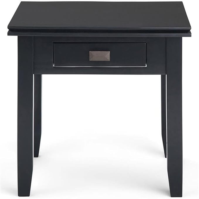 SIMPLIHOME Artisan SOLID WOOD 21 inch Wide Square Transitional End Side Table in Black for the Living Room and Bedroom