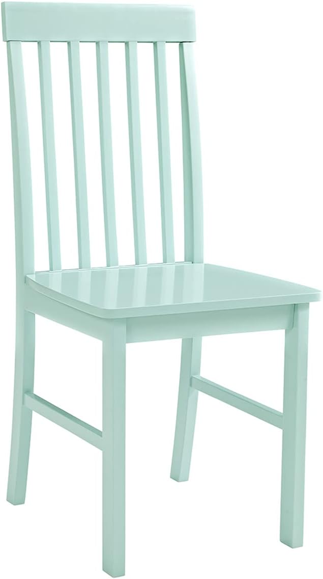 Walker Edison Modern Color Dining Room Table and Chair Set Small Space Living Kitchen, Dining Set, 48 Inch, 4 Person, White and Mint Blue