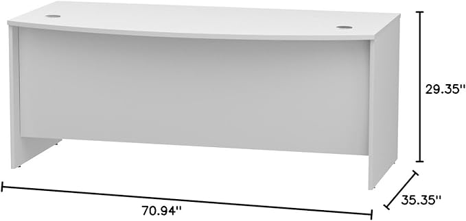 Bush Furniture BSHSCD172WH Studio C White 72W x 36D Bow Front Desk
