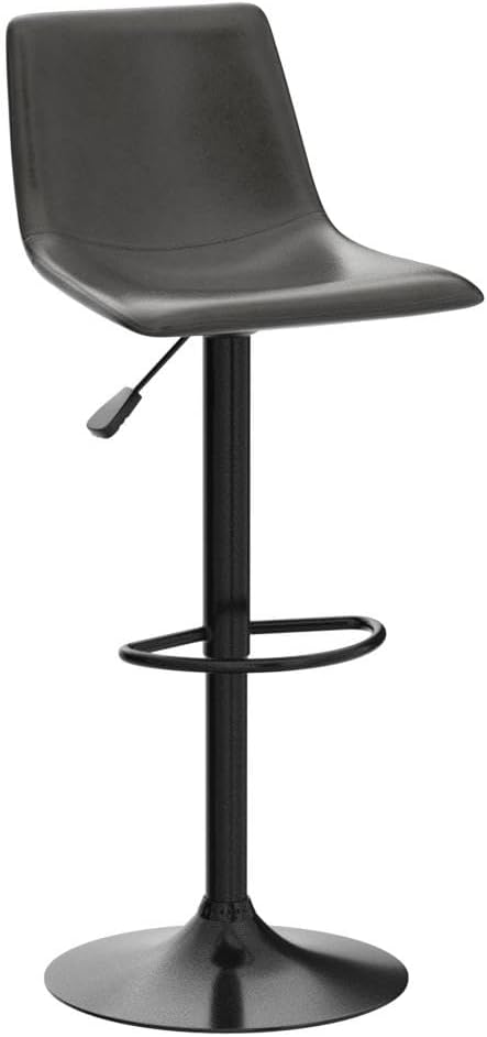 LEMBERI Bar Stools Set of 2, Modern Adjustable Swivel Barstools Counter Height with Backrest, Faux Leather Upholstered Bar Chairs for Kitchen Island, Grey