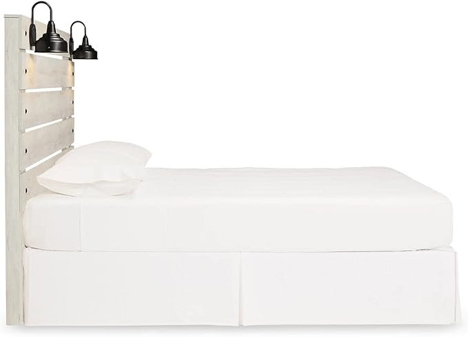 Signature Design by Ashley Cambeck Farmhouse Panel Headboard ONLY with USB Charging Stations, King, Whitewash