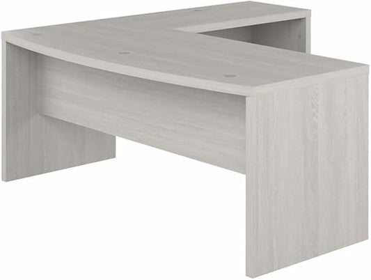 Bush Furniture L Shape Desk with Wire Management | Echo Collection Corner Bow Front Table for Home Office with Quick-to-Assemble Hardware | 72Wx77Lx30H