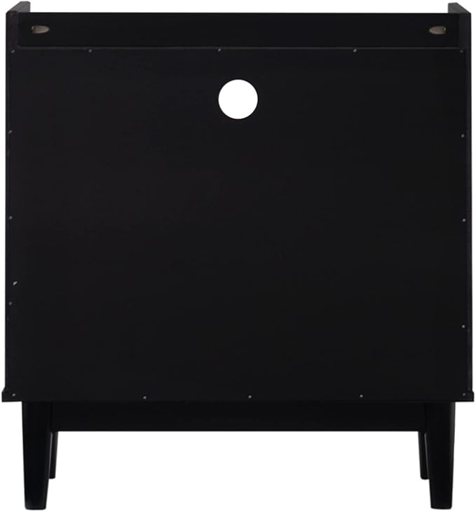Walker Edison Blythe Mid-Century Modern Tray-Top Storage Nightstand 25 Inch Black