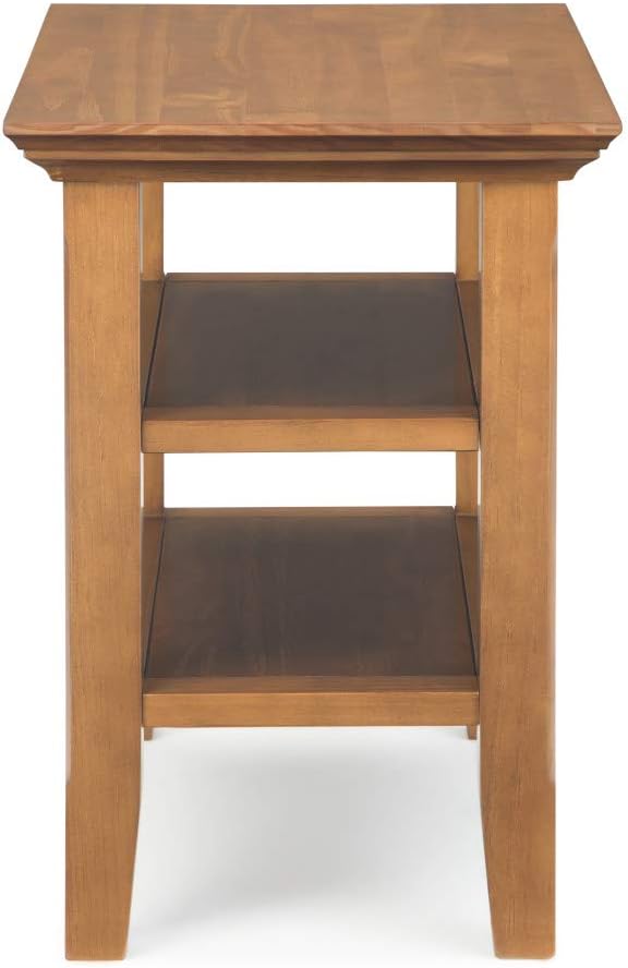 SIMPLIHOME Acadian 14-inch Wide Solid Wood Narrow End Table in Light Golden Brown, Transitional-Style Side Table for Living Room, Bedroom, or Family Room with 2 Open Shelves