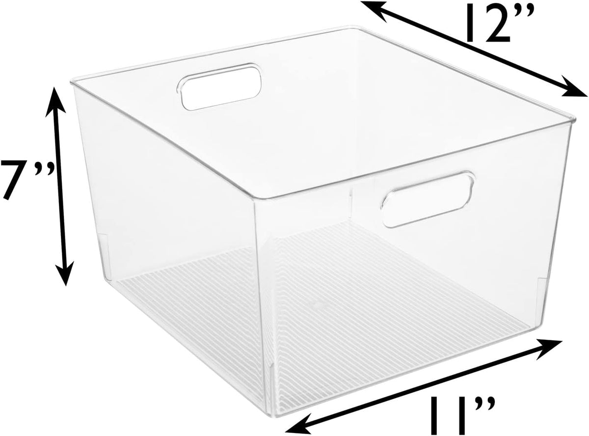 ClearSpace Clear Plastic Storage Bins – XL 6 Pack Perfect Kitchen or Pantry Organization Fridge Organizer and Storage Bins, Cabinet Organizers