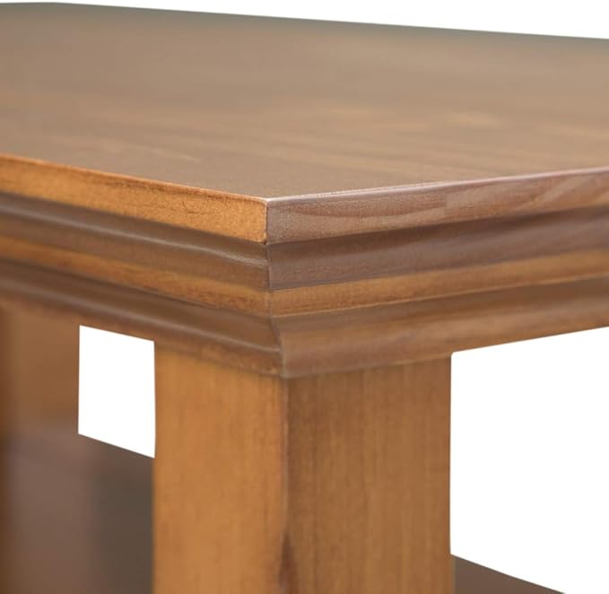 SIMPLIHOME Acadian 14-inch Wide Solid Wood Narrow End Table in Light Golden Brown, Transitional-Style Side Table for Living Room, Bedroom, or Family Room with 2 Open Shelves