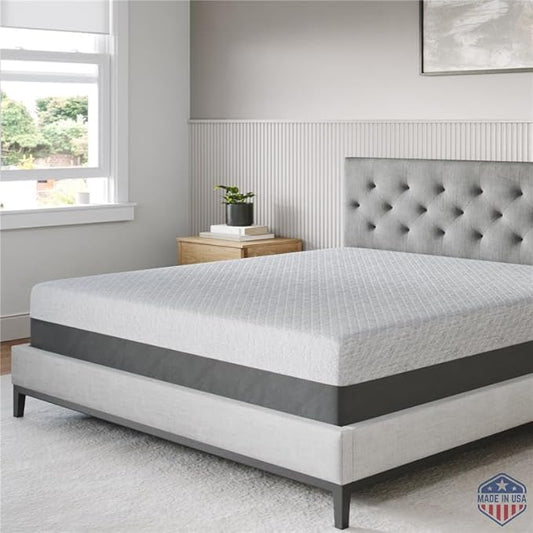 Celestial Sleep Gel Memory Foam Mattress in a Box, Made in The USA, CertiPUR-US® Certified Foam, Oeko-Tex, and Fiberglass-Free Certified Bed, 10 inch Medium - King
