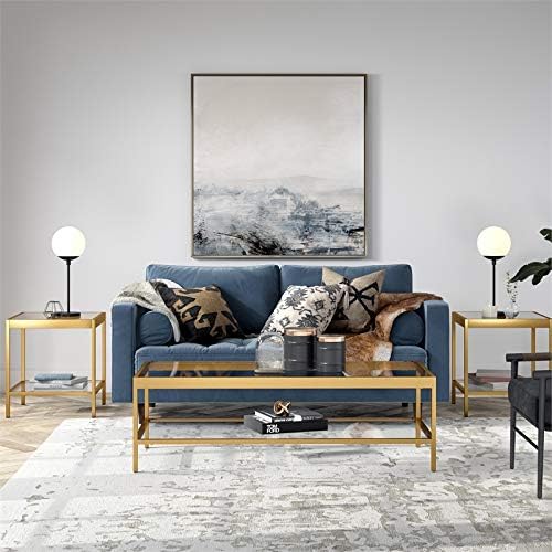 Henn&Hart 54" Wide Rectangular Coffee Table in Brass, Modern coffee tables for living room, studio apartment essentials