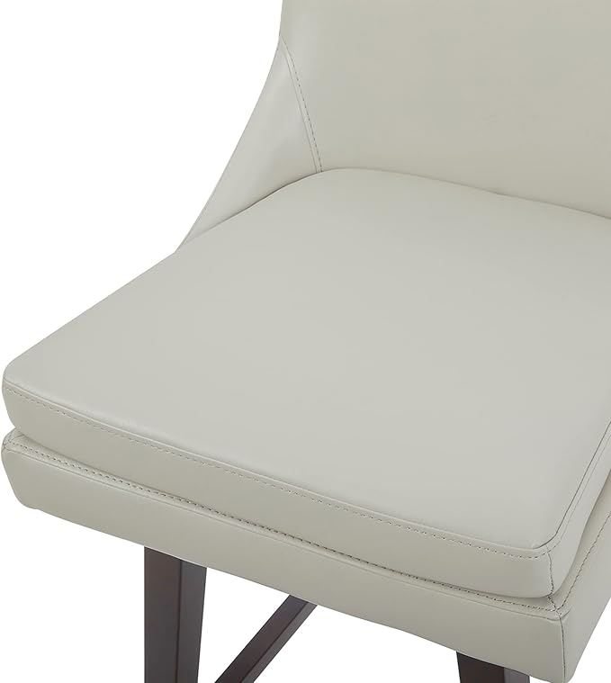 CHITA Counter Height Swivel Bar Stools with Back Set of 2, FSC Certified Upholstered Faux Leather Swivel Barstool, 26.8" H Seat Height, PU Leather in Creamy Gray