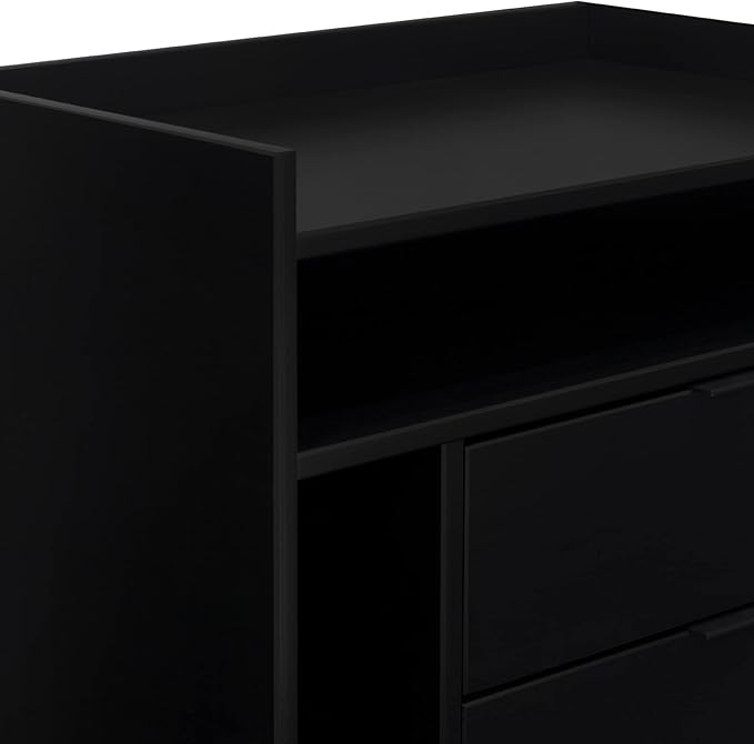 Walker Edison Blythe Mid-Century Modern Tray-Top Storage Nightstand 25 Inch Black