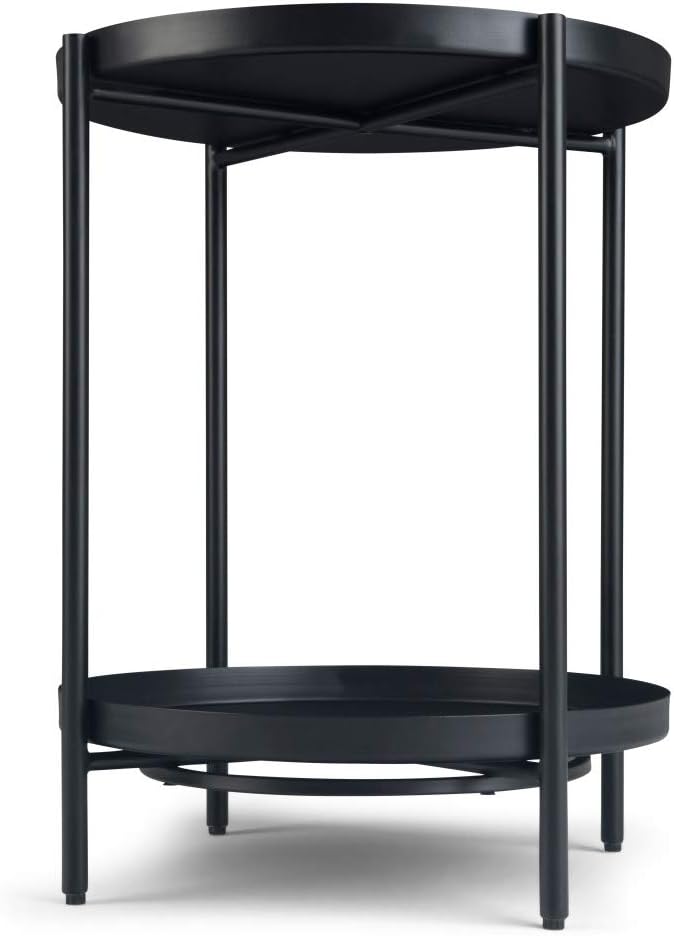 SIMPLIHOME Monet Industrial 17 inch Wide Metal End Table in Black for the Living Room and Bedroom