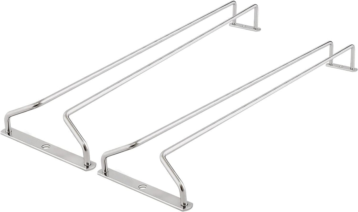 Soro Essentials- 16" Glass Hanging Stemware Rack Chrome Plated Set of 2- Wine Glass Hangers Under Shelf Cabinet Wire Wine Holder Storage Hanger for Cabinet Kitchen Bar or Home