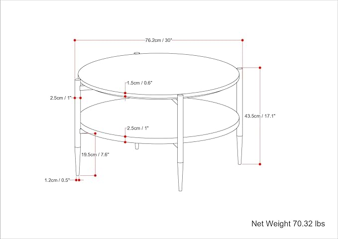 SIMPLIHOME Wagner Coffee Table - 30 inch Wide Solid Acacia Wood and Genuine Marble Round Living Room Table in White and Natural, Mid-Century Modern Table for Family Room with Gold Metal Base and Legs