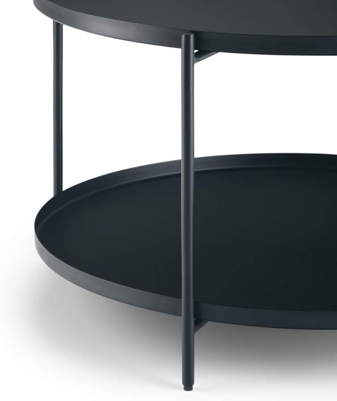 SIMPLIHOME Monet Industrial 32 inch Wide Metal Metal Coffee Table in Black for the Living Room and Family Room