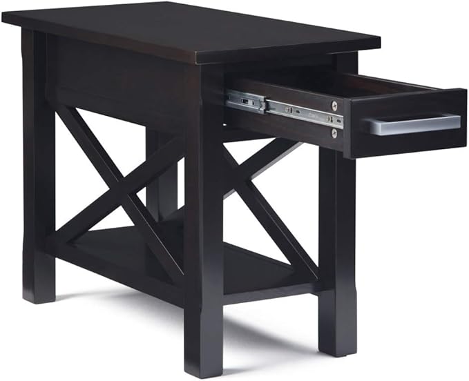SIMPLIHOME Kitchener SOLID WOOD 14 inch Wide Rectangle Contemporary Narrow Side Table in Hickory Brown for the Living Room and Bedroom