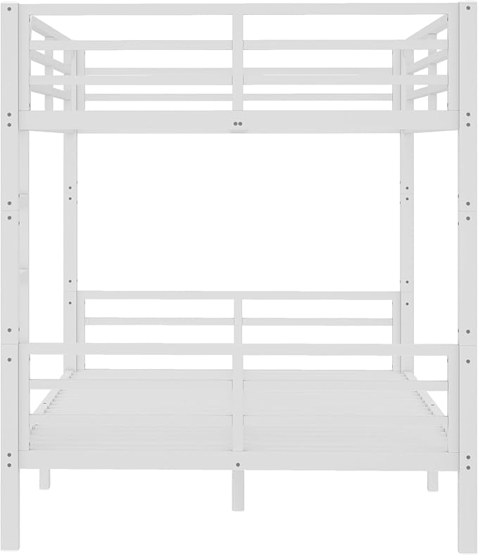 Bellemave Full XL Over Full XL Bunk Bed with Headboard and Build in Ladder, Heavy Duty Bunk Beds with Guardrail, Convertible Bunk Bed, Easy Assemble, Mattress Not Included, White