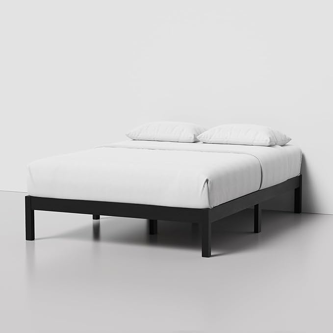 LIFEMENT Classic Wood Platform Bed Frame, Essential, Noise Free, Under Bed Storage, No Box Spring Needed, Easy Assembly (Black, Full)